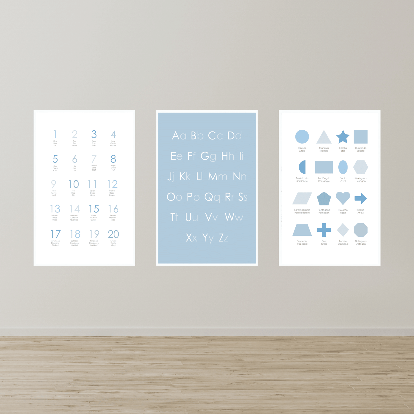 Numbers | Numeros - Spanish, English & French - Green or Blue or Pink (1pc) - DIGITAL