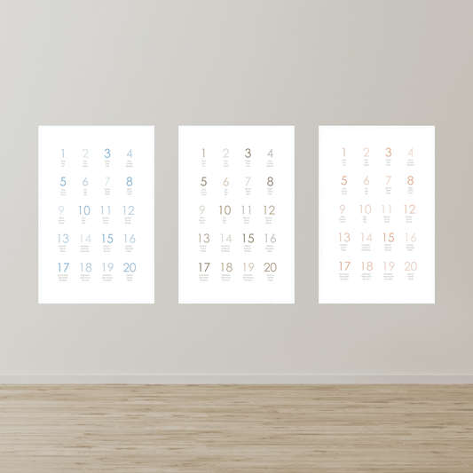 Numbers | Numeros - Spanish, English & French - Green or Blue or Pink (1pc) - DIGITAL